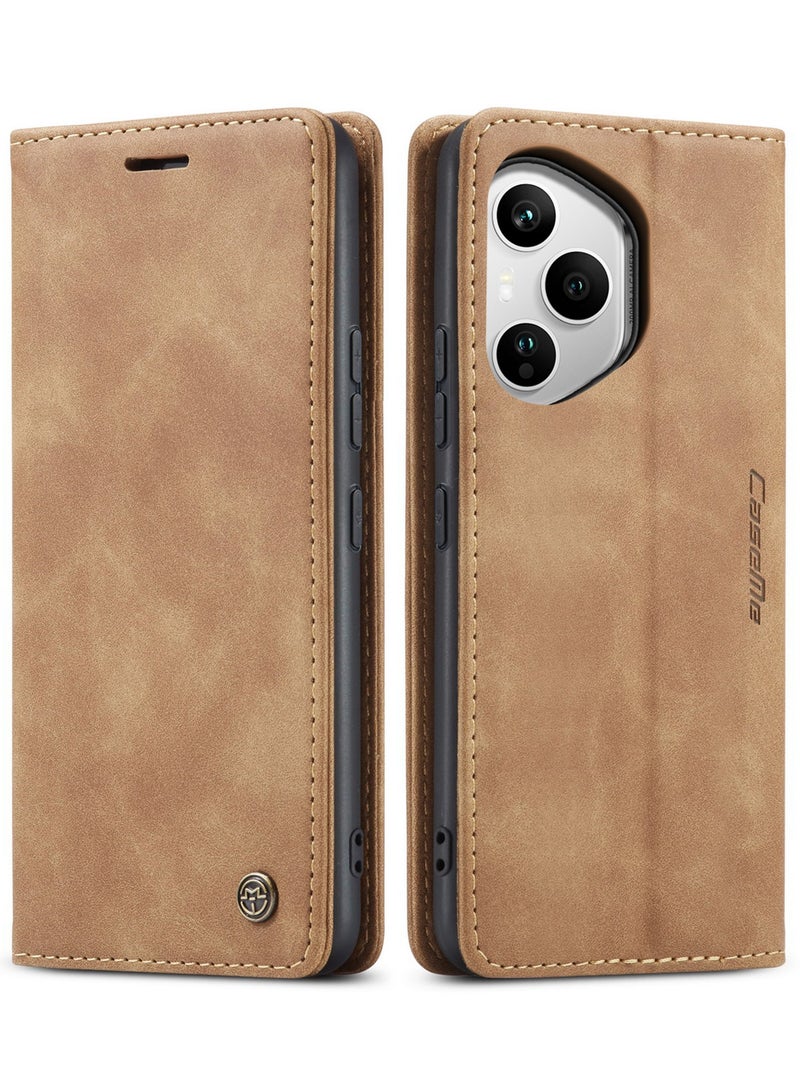 CaseMe Phone Case Luxury PU Leather Design 013 Flip Cover Card Slot Holder Cover For Honor 400 Pro (Brown) - Image 1