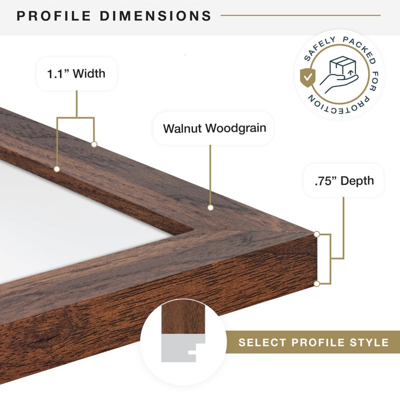 MCS Studio Gallery 18x24 Poster Frame Walnut Woodgrain Engineered Wood, Vertical & Horizontal Wall Hanging Large Picture Frame for Photos, Posters & Art Prints (1-Pack) - Image 5