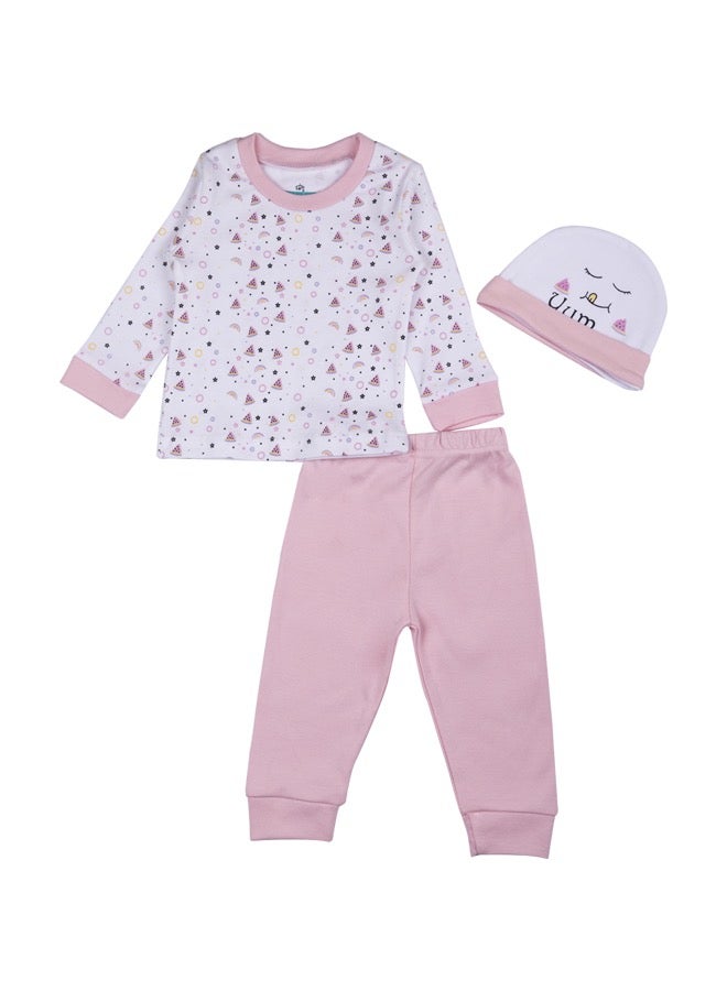Babies Basic 7 Piece Unisex 100% Cotton Gift Set Include Bib, Pyjama, Mitten, Cap, Romper, Top And Bottom Set - Image 2