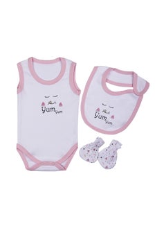 Babies Basic 7 Piece Unisex 100% Cotton Gift Set Include Bib, Pyjama, Mitten, Cap, Romper, Top And Bottom Set  - Image 3