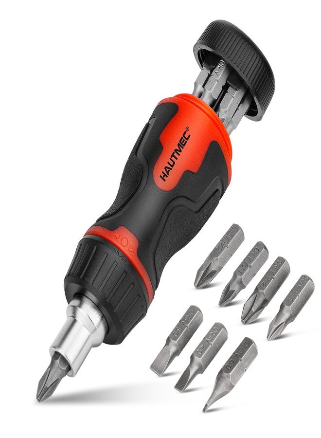 HAUTMEC مجموعة مفكات براغي قصيرة 8 في 1 من HAUTMEC، أداة مفكات براغي متعددة الاستخدامات، مجموعة مفكات براغي قصيرة مع مفك براغي متعدد الرؤوس للاستخدام في الأماكن الضيقة، عمود من فولاذ الكروم الفاناديوم - Image 1