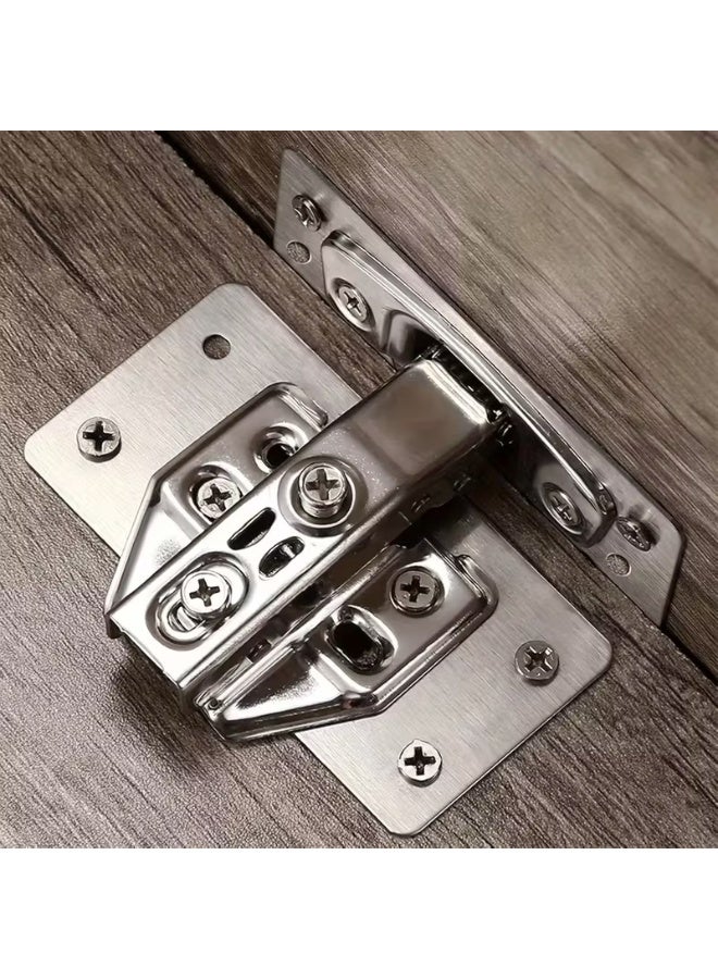 This one-pair hinge repair kit consists of a metal plate and screws for repairing hinges on furniture cabinet doors or kitchen cabinet doors. It repairs and secures loose, damaged, or damaged hinges, tightening them for a stronger and more stable fit. Installation is quick and easy, requiring only a screwdriver or electric drill to cover the damaged area. The two metal plates are designed with multiple holes to accommodate most hinge types on the market. Suitable for use on various types of furniture, whether wood or aluminum, such as kitchen cabinets, wardrobes, tables, beds, and shelves. This kit provides an effective and economical solution for extending the life of your furniture without the need to replace the entire door or hinge; simply use these two pieces. - Image 3