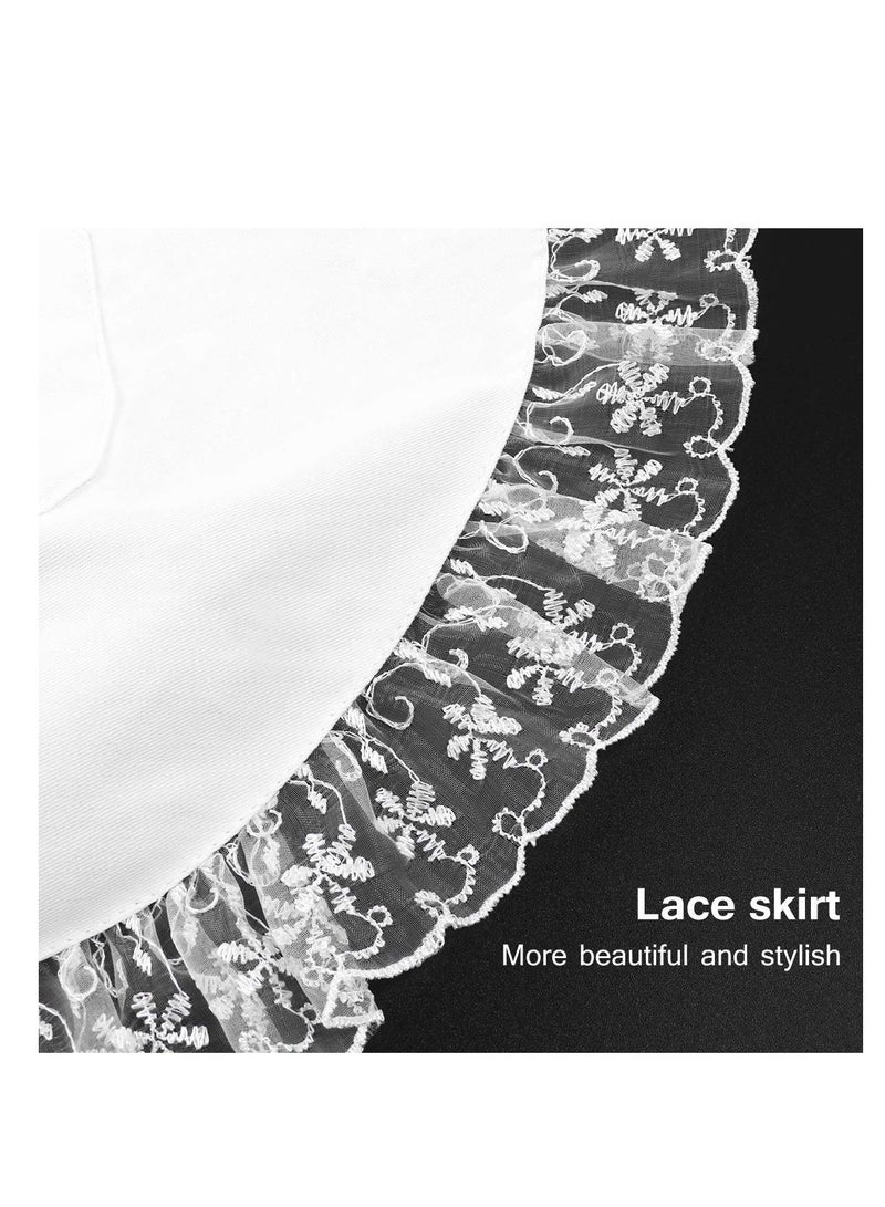 Y&D Maid Apron, White Waist Half Aprons for Women With Pockets, Lace Ruffle Chef Work Bib Apron Dress Bistrot Server Waitress Servant Cosplay Costume Kitchen Home - Image 4