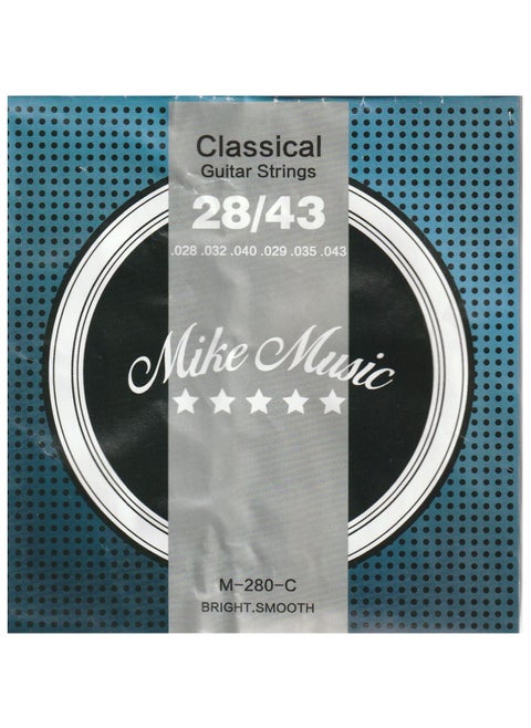 MIKE MUSIC Classical Guitar Strings Nylon Silver wound, Light Great Bright,Rust prevention.028-.043 1-Pack (Classical Guitar-Strings M-280 C)