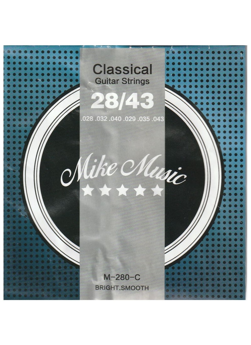 null - MIKE MUSIC Classical Guitar Strings Nylon Silver wound, Light Great Bright,Rust prevention.028-.043 1-Pack (Classical Guitar-Strings M-280 C) - Image 1