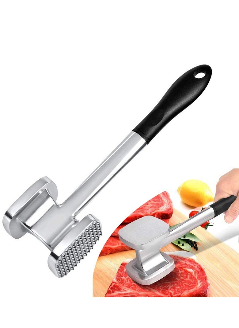 Generic - Heavy Duty Aluminum Meat Tenderizer Hammer, Dual Sided 140 Spiked & Flat Surface Chicken Meat Pounder Mallet Kitchen Tool - Black Handle - Image 1