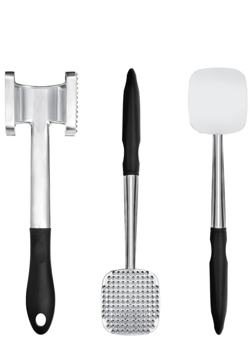 Generic - Heavy Duty Aluminum Meat Tenderizer Hammer, Dual Sided 140 Spiked & Flat Surface Chicken Meat Pounder Mallet Kitchen Tool - Black Handle - Image 1