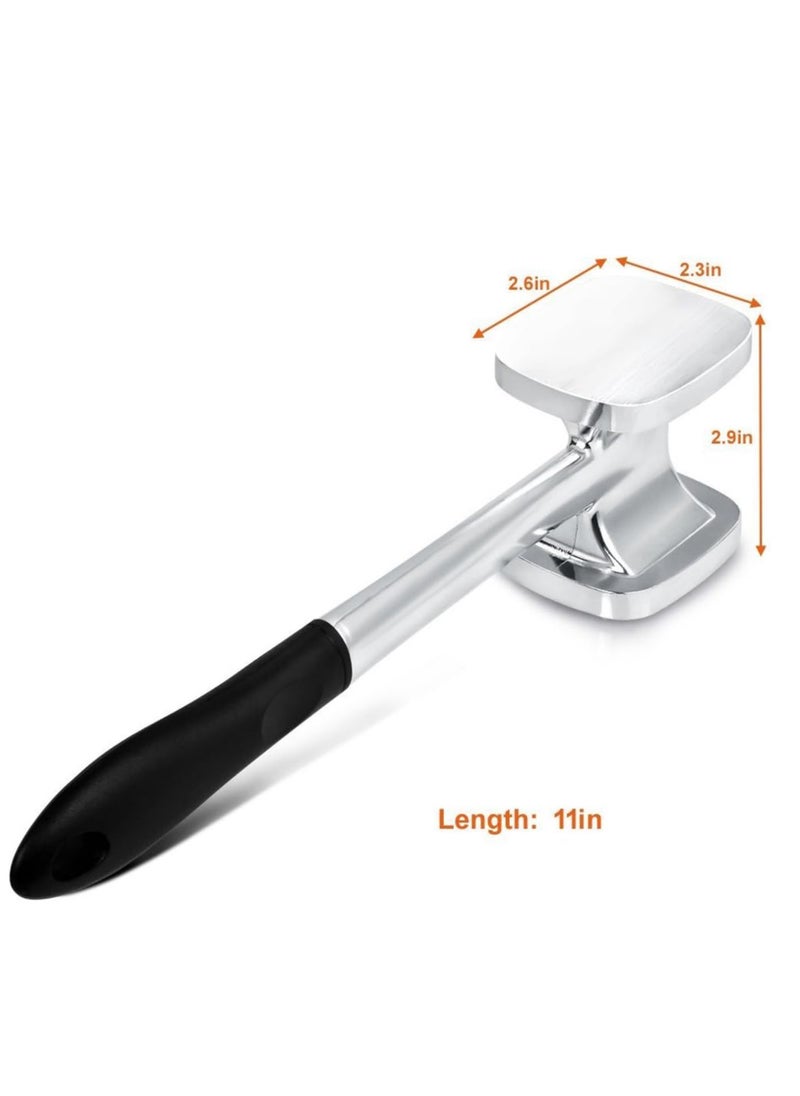 Generic - Heavy Duty Aluminum Meat Tenderizer Hammer, Dual Sided 140 Spiked & Flat Surface Chicken Meat Pounder Mallet Kitchen Tool - Black Handle - Image 1