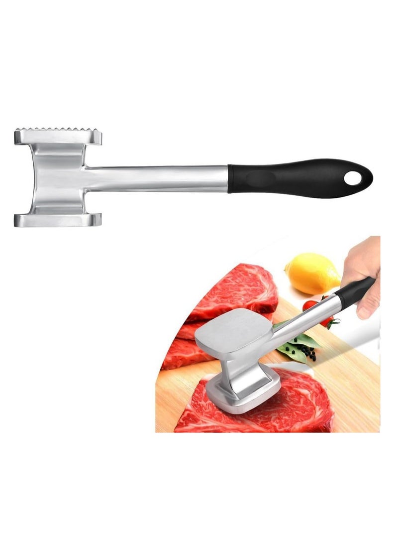 Generic - Heavy Duty Aluminum Meat Tenderizer Hammer, Dual Sided 140 Spiked & Flat Surface Chicken Meat Pounder Mallet Kitchen Tool - Black Handle - Image 1