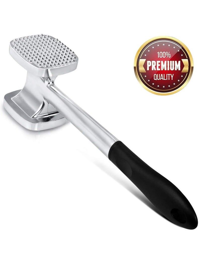 Generic - Heavy Duty Aluminum Meat Tenderizer Hammer, Dual Sided 140 Spiked & Flat Surface Chicken Meat Pounder Mallet Kitchen Tool - Black Handle - Image 1