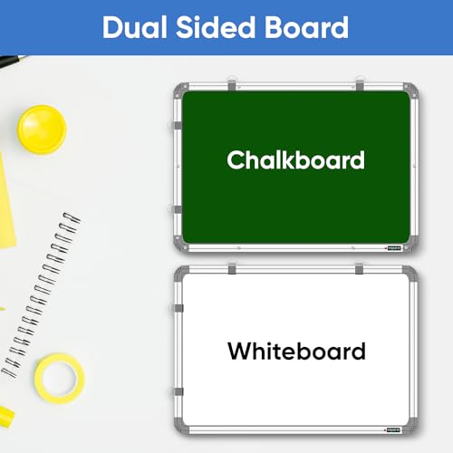 YAJNAS White Board 1.5x2 Feet Non-Magnetic | Double Sided Whiteboard & Chalkboard for Kids Study, Home Classroom, Office Teaching | with Duster, Marker & Scale | P4 Combo Study Board - Image 2