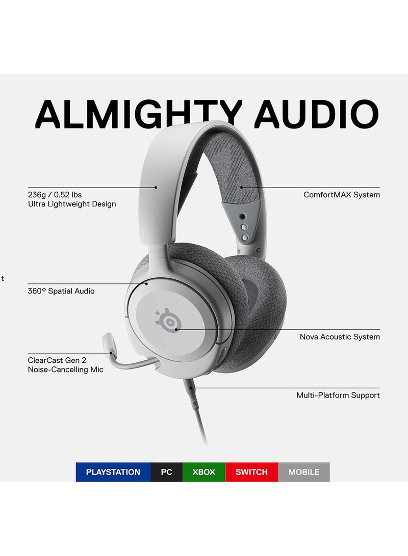 steelseries Arctis Nova 1P Multi-System Gaming Headset, Hi-Fi Drivers, 360° Spatial Audio, AirWeave Memory Foam Ear Cushions, Lightweight, PS5, PS4, PC, Xbox, White | 61612 - Image 4