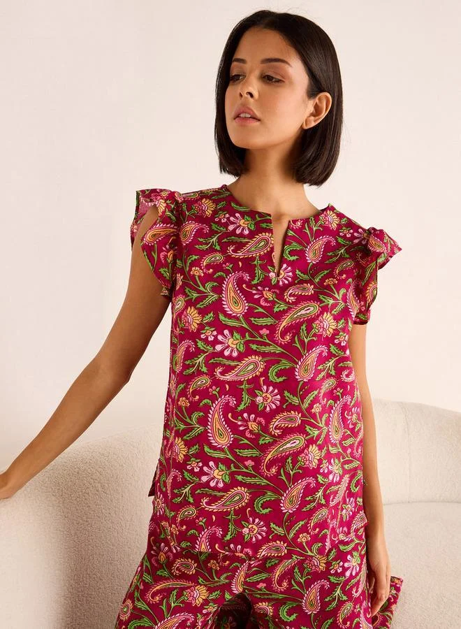 Splash FAV Paisley Print Cotton Pyjama Set