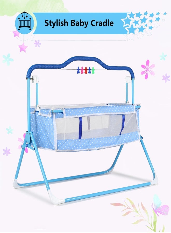 SafeChamp Sweetie Pie Baby Crib Bassinet Cot Swing Cradle Pink Bassinet and Toy (Blue) - Image 4