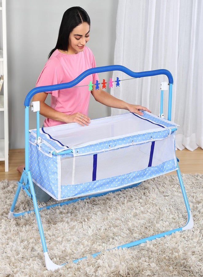 SafeChamp Sweetie Pie Baby Crib Bassinet Cot Swing Cradle Pink Bassinet and Toy (Blue) - Image 2