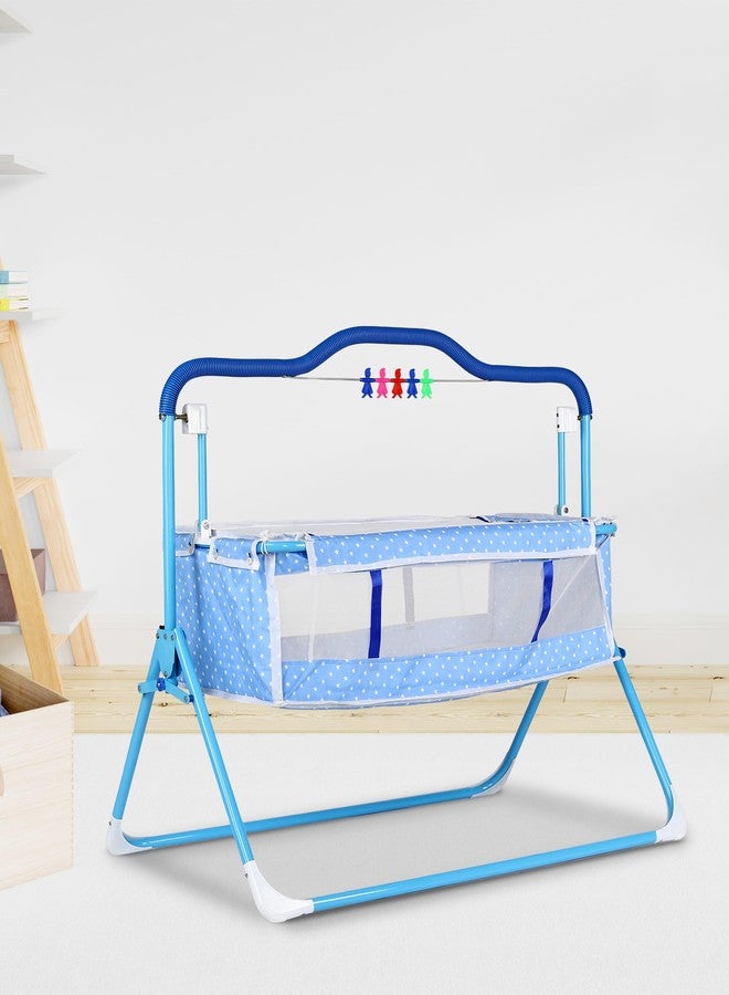 SafeChamp Sweetie Pie Baby Crib Bassinet Cot Swing Cradle Pink Bassinet and Toy (Blue) - Image 1
