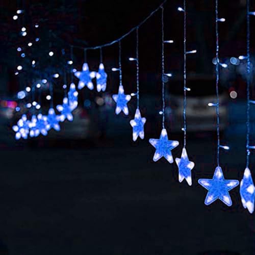 KHIZAR – 16 Star LED Curtain Light | Premium Decorative Curtain Lights for Festivals, Bedrooms, Parties & Home Ambience Christmas Decoration New Year Lighting (Blue Color) - Image 5