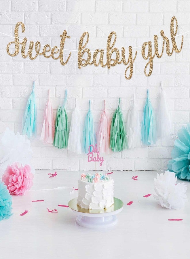 Perfect Occasion لافتة جاهزة للتعليق عليها صورة طفلة جميلة - لا تحتاج إلى تركيب - لافتة ذهبية لامعة لحفلة الكشف عن جنس المولود - زينة جاهزة للتعليق على خيط بطول 8 أقدام - زينة لحفلة استقبال المولود. هل ذكرنا أنها لا تحتاج إلى تركيب؟ - Image 2