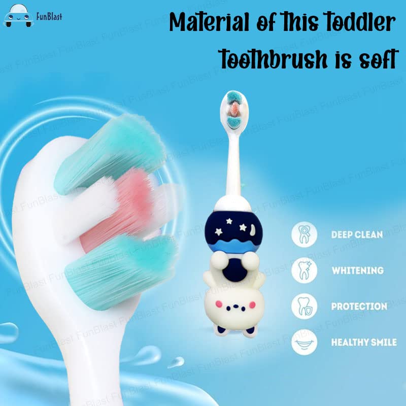 FunBlast Kids Toothbrush – Animal Design Soft Tooth Brush, Extra Microfiber Soft Bristles Toothbrush for 3-6 Years old Children, Manual Toothbrush for Kids, (Pack of 1 Random Colour) - Image 3