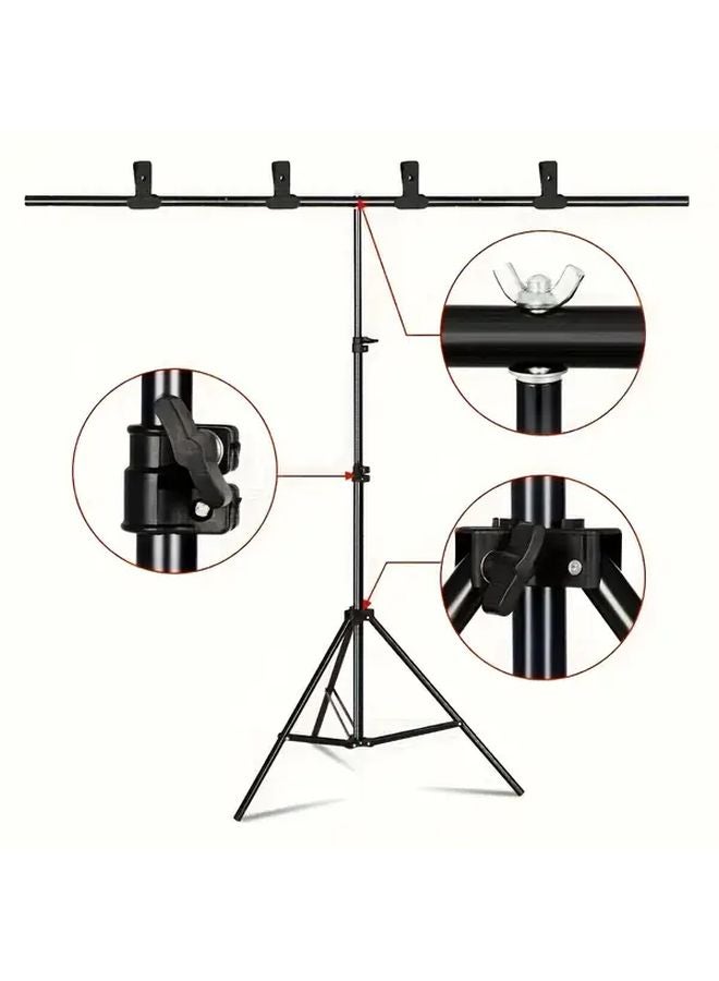 78.74x78.74 Inch T Shaped Photography Background Stand Kit Adjustable Tripod Support Retractable - Image 3