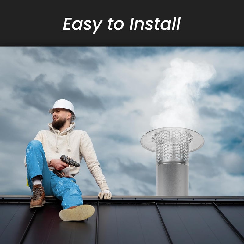 REPA MARKET 3 Inch Round Roof Rain Cap HVAC Vent Galvanized Steel All Weather Chimney Cap Roof Top Round Roof Vent with Rubber Gasket for Perfect Insulation Vent Cover (3'' Inch) - Image 5