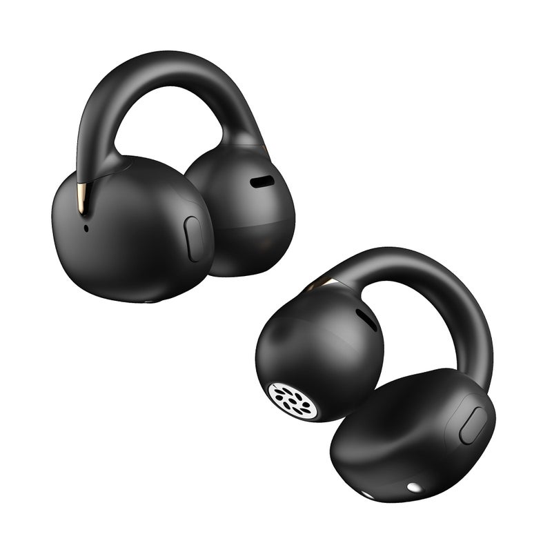 OHAYO A7 Open Ear Clip-On Headphones for Glasses Wearers - Safe for Running & Streets, 4.7g Weightless Fit, 40H Battery, Bluetooth 5.4, Black - Image 1