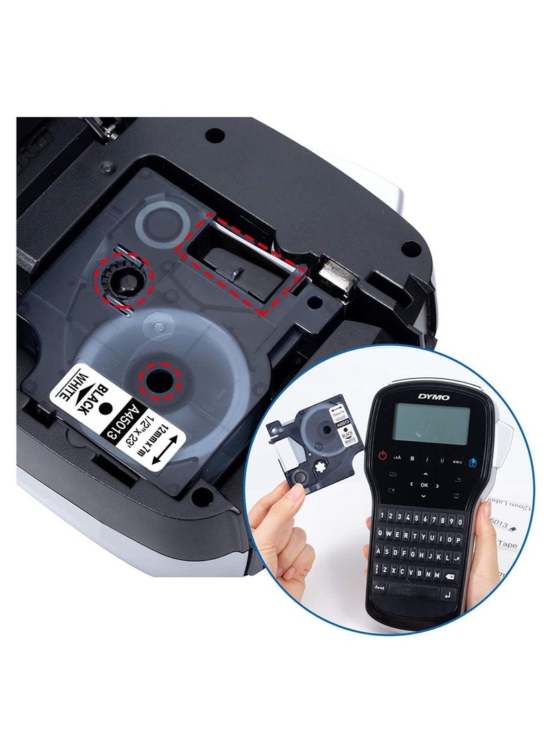 SKY 5-PCS Compatible 12 mm x 7 meter  Black on White  D1 Label Tape A45013 for Dymo LM 160 Label Printers - Image 2