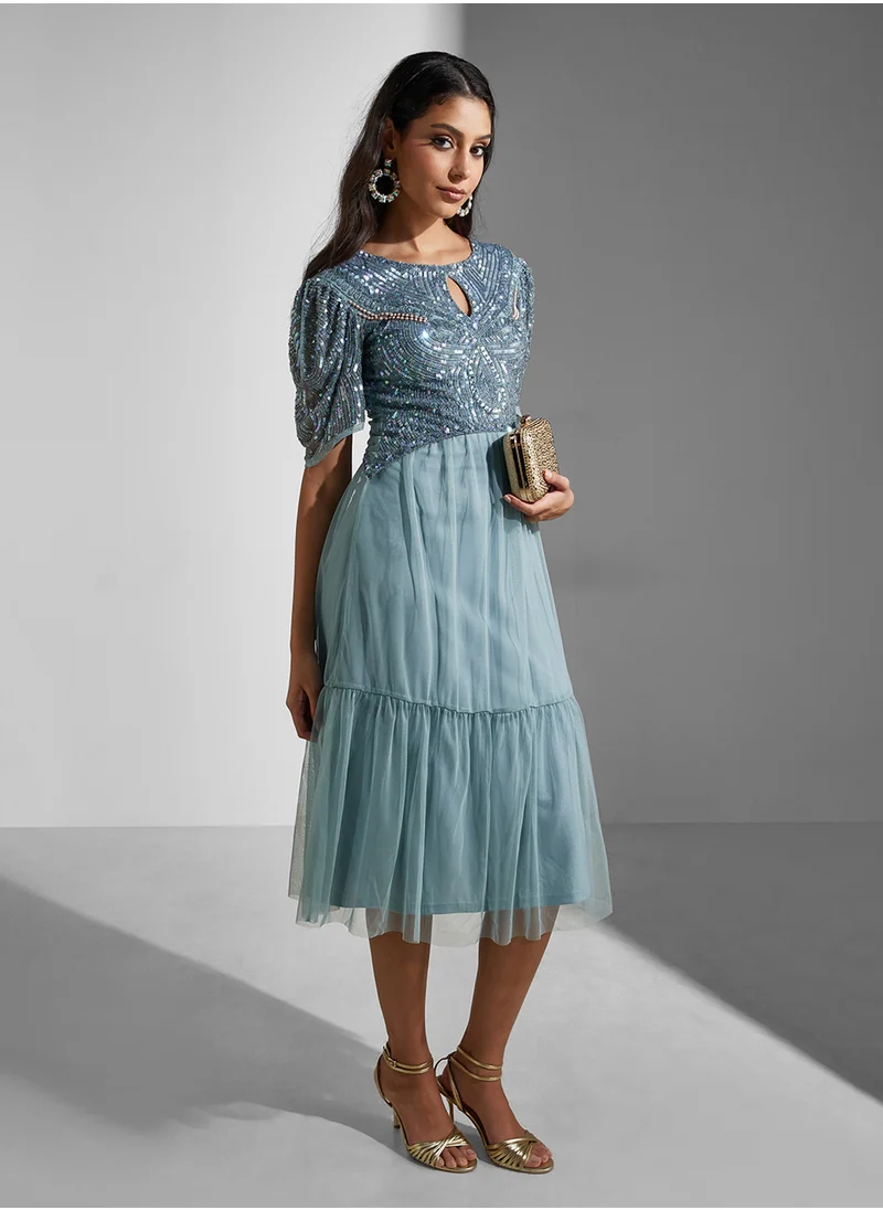 Amelia Rose Embellished Midi Dress