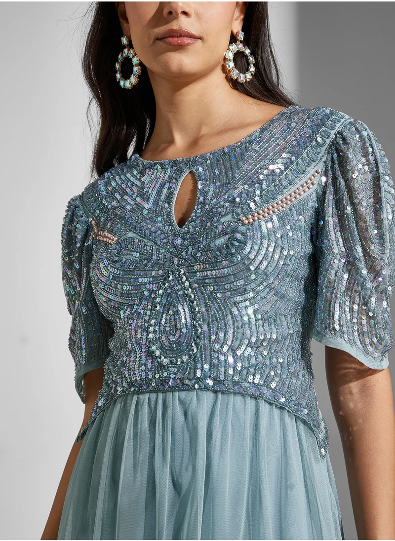 Amelia Rose Embellished Midi Dress