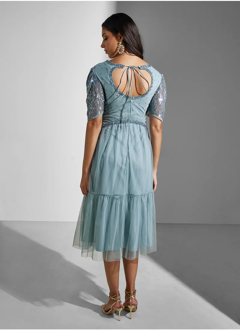 Amelia Rose Embellished Midi Dress