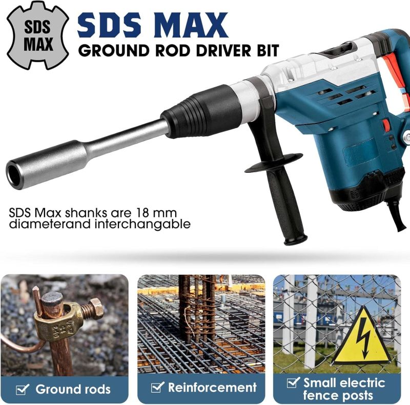 سائق قضيب التأريض: مقبض SDS-Max خماسي التجويف بقطر داخلي 20 مم - سائق قضيب تأريض متين من نوع مطرقة الركائز لأعمال البناء الفعّالة - Image 5