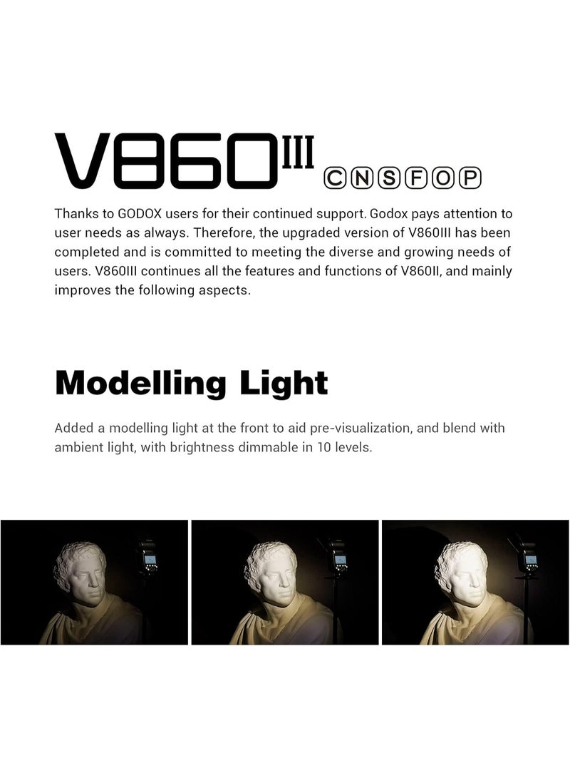 جودوكس فلاش جودوكس V860III-S للكاميرات سوني، فلاش TTL احترافي مزود ببطارية ليثيوم قابلة للشحن 7.2 فولت 2600 مللي أمبير، تزامن عالي السرعة لاسلكي 2.4G، زووم 20-200 مم - Image 4