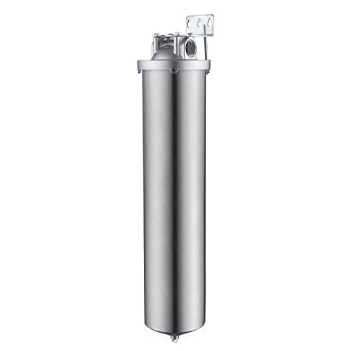 Amwater NSF/ANSI 42 Certification Big+ Stainless Steel Filter Housing for 20”Length,4.5"OD Filter Cartridge, Drain Valve Style C (Square Head) - Image 1