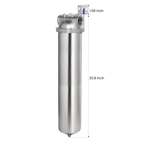 Amwater NSF/ANSI 42 Certification Big+ Stainless Steel Filter Housing for 20”Length,4.5"OD Filter Cartridge, Drain Valve Style C (Square Head) - Image 3