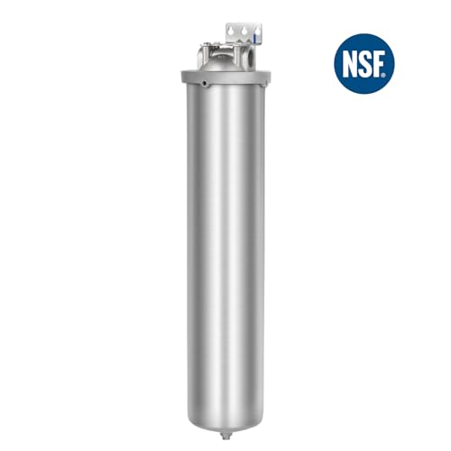 Amwater NSF/ANSI 42 Certification Big+ Stainless Steel Filter Housing for 20”Length,4.5"OD Filter Cartridge, Drain Valve Style C (Square Head) - Image 2