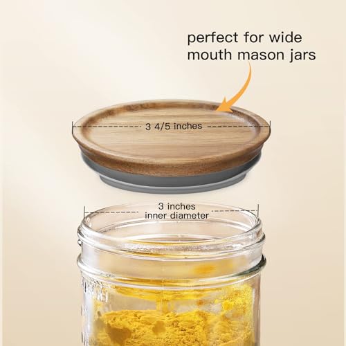 SKYBD Wooden Storage Lids for Ball/Mason/Kerr Jars, Food Grade Material, Reusable canning lids with Silicone Seal, 100% Fit & Airtight for Jars (12PCS-Regular) - Image 4