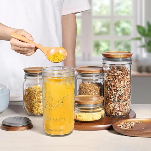 SKYBD Wooden Storage Lids for Ball/Mason/Kerr Jars, Food Grade Material, Reusable canning lids with Silicone Seal, 100% Fit & Airtight for Jars (12PCS-Regular) - Image 2