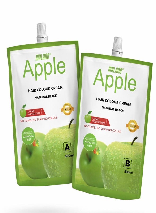 MALANO Apple Ammonia Free hair Colour Natural Black_No Stain, No Mess Formula Clear Water Rinse | Long Lasting Hair Dye Cream Full Grey Coverage - 1000ML - Image 1