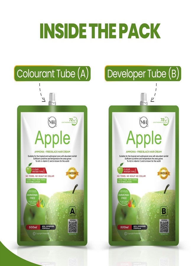 MALANO Apple Ammonia Free hair Colour Natural Black_No Stain, No Mess Formula Clear Water Rinse | Long Lasting Hair Dye Cream Full Grey Coverage - 1000ML - Image 3