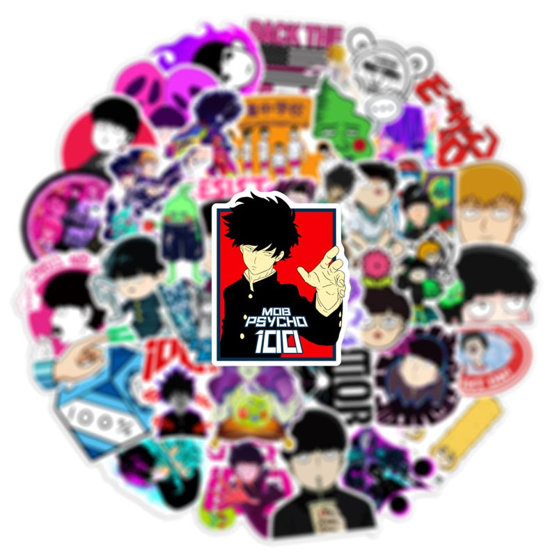 Cannity 50PCS Mob Psycho 100 Stickers for Kids Girls Stickers for Water Bottles Laptop Journal Guitar Aesthetic Vinyl Waterproof Decals (Yellow) - Image 4