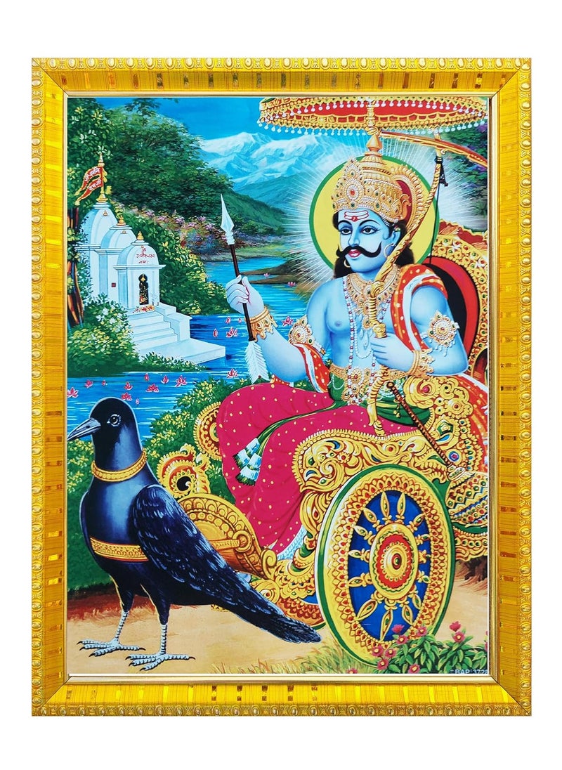 Koshtak Koshtak Shani dev ji Maharaj photo frame with Laminated Poster for puja room temple Worshipwall hanginggifthome decor 30 x 23 cm  - Image 1