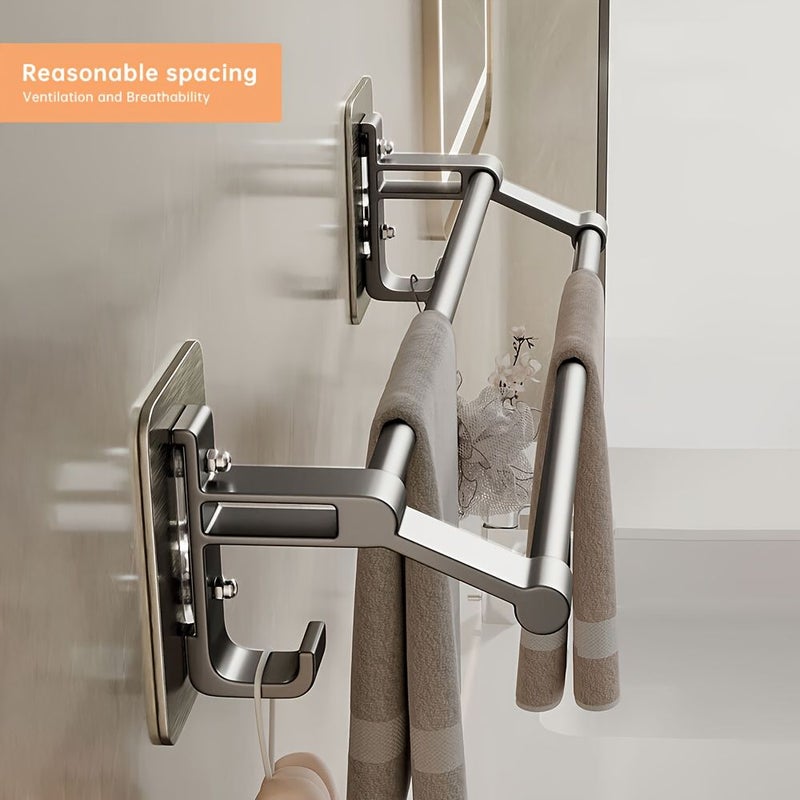 Gun Gray Double Towel Bar Wall Mounted Bathroom Storage Rack 11.81inch - Image 1