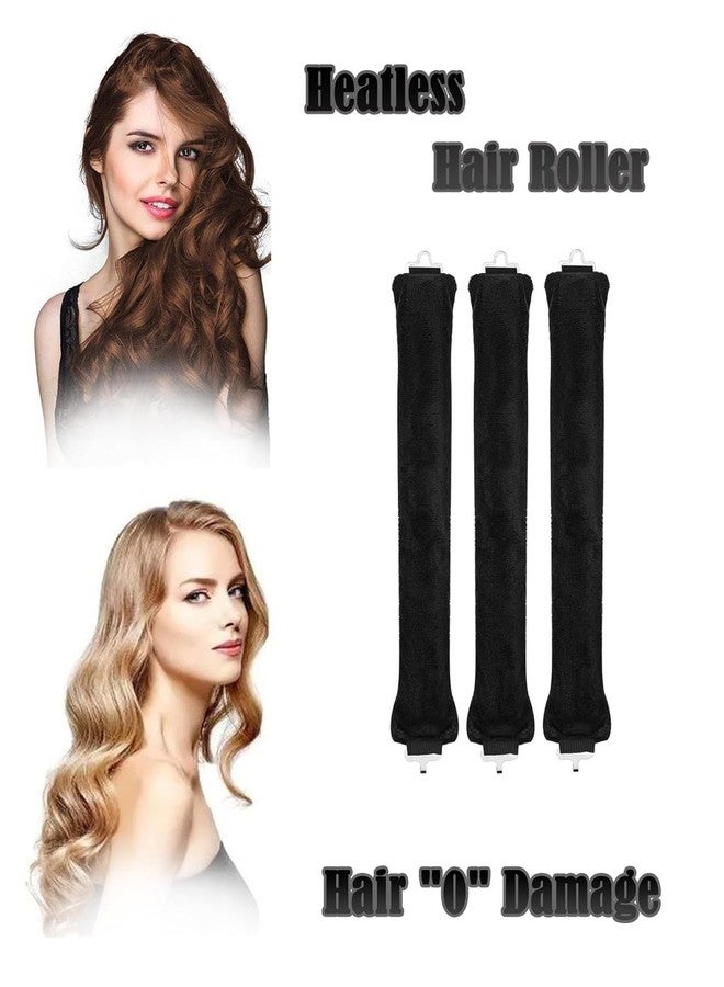 SIMXEN 3PCS Sleep In Heatless Curlers No Heat Curler Roller for Long Medium Hair Overnight Heatless Curls Curling Rod for Big Waves, Soft Thick Flexi Rods with Hook (BLACK, Medium) - Image 4