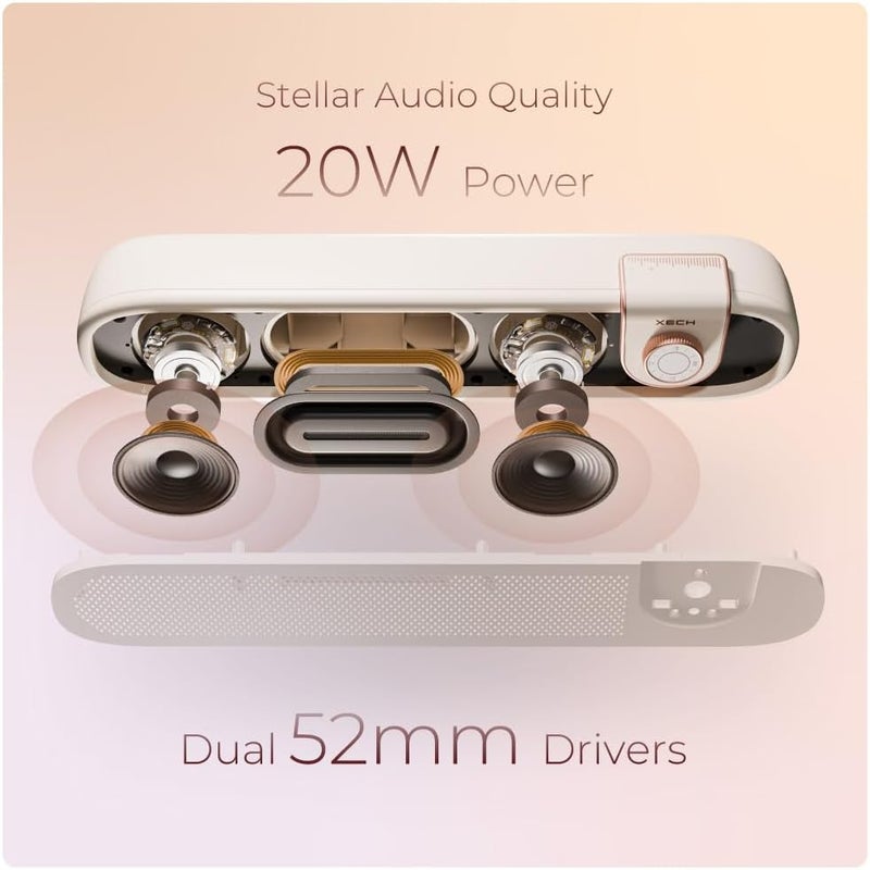 Xech Newly Launched Sound Bar for TV with Subwoofer Mini 20W Wireless Soundbar Speaker Future Retro Design USB C AUX Port Small Size BT Speaker (Retronaut) - Image 3