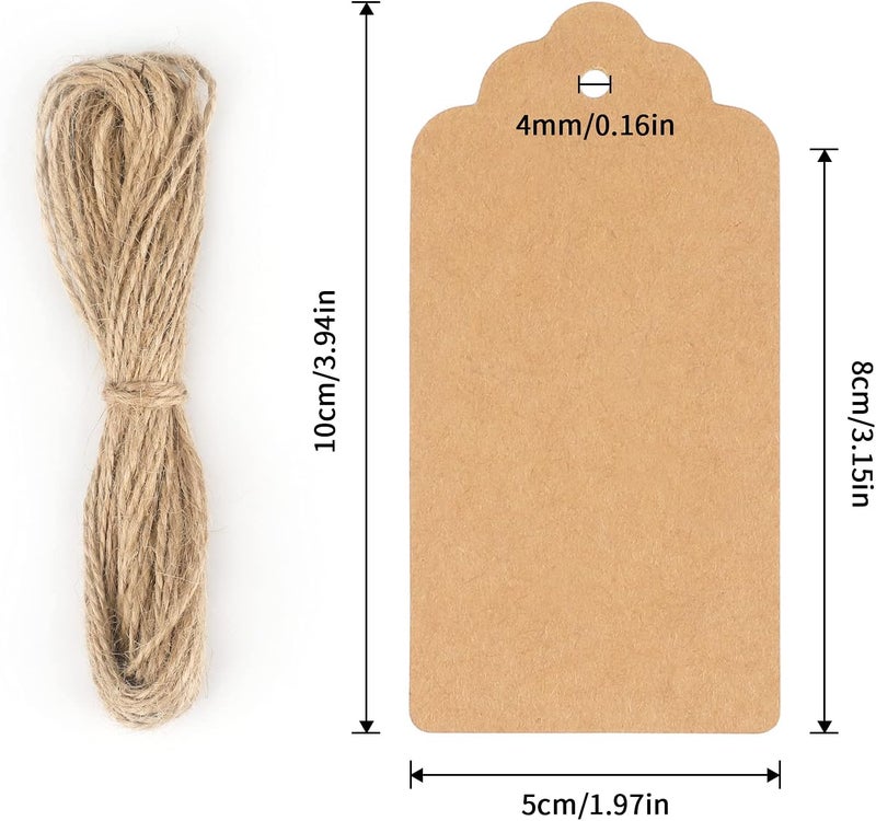 g2plus Kraft Paper Gift Tags with String, 100PCS Blank Gift Tags, Christmas Gift Tag, Holiday Hangtags for Gift Wrapping, DIY Arts & Crafts, Halloween(2X 4 in) - Image 2