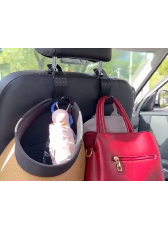 Car Seat Headrest Hook 4 Pack Hanger Universal Vehicle Car Storage Organizer for Handbag Purse Coat S Type Checkered Black - Image 5