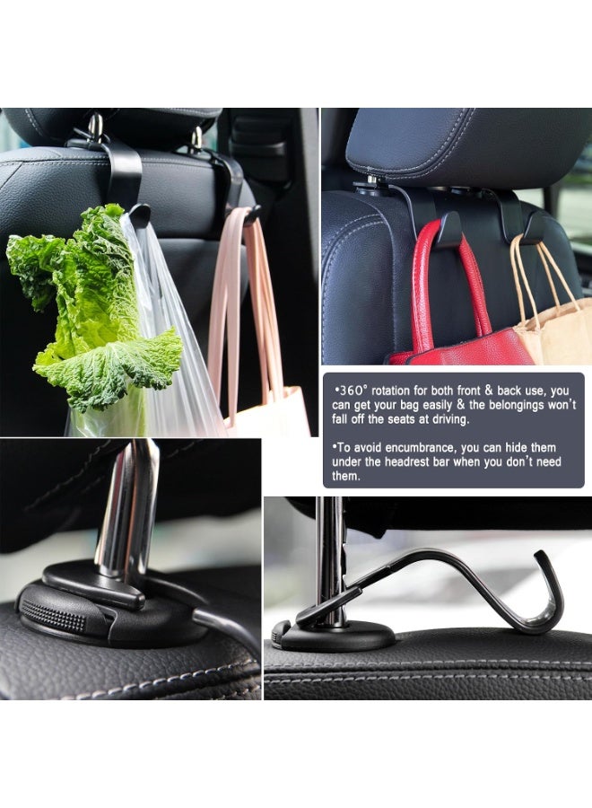 Car Seat Headrest Hook 4 Pack Hanger Universal Vehicle Car Storage Organizer for Handbag Purse Coat S Type Checkered Black - Image 2