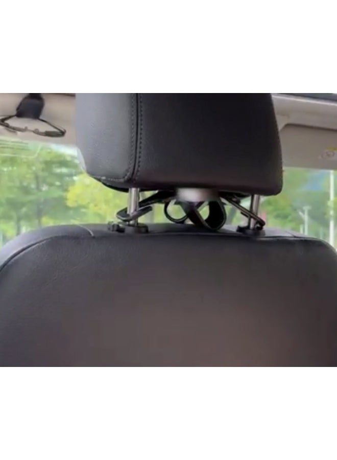 Car Seat Headrest Hook 4 Pack Hanger Universal Vehicle Car Storage Organizer for Handbag Purse Coat S Type Checkered Black - Image 4