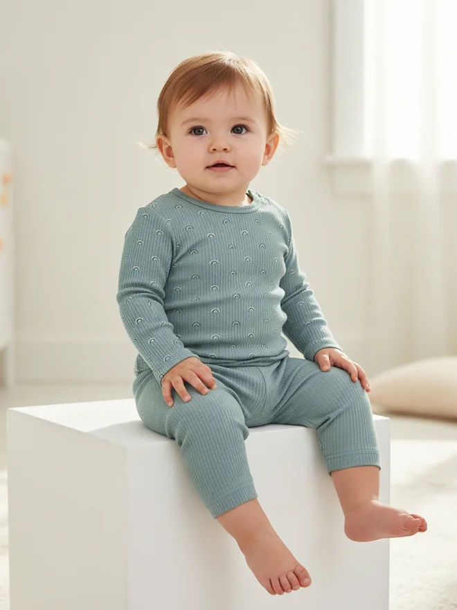 بابيز_بيسك Babies Basic Premium Ribbed Cotton Printed Short Sleeves T-Shirt and Pyjama Set