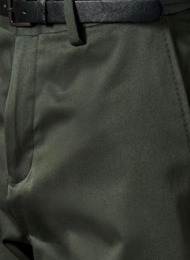 Splash FAV GREEN Regular Fit Flexi Waist Formal Trousers for Men | Best Price UAE